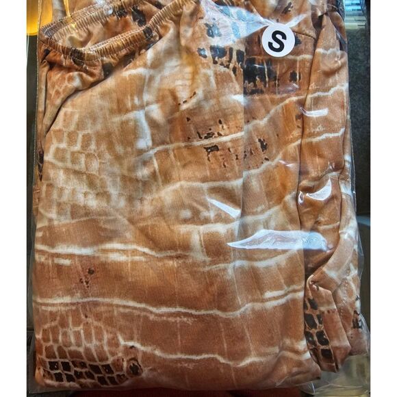 Snakeskin Long Sleeve Bodysuit Top Legging Set Sz S - Picture 7 of 8